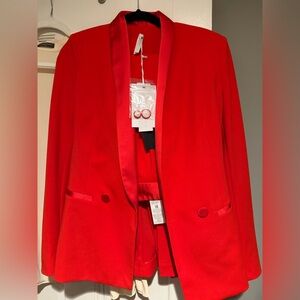Elegant Red Women's Blazer and pants suit